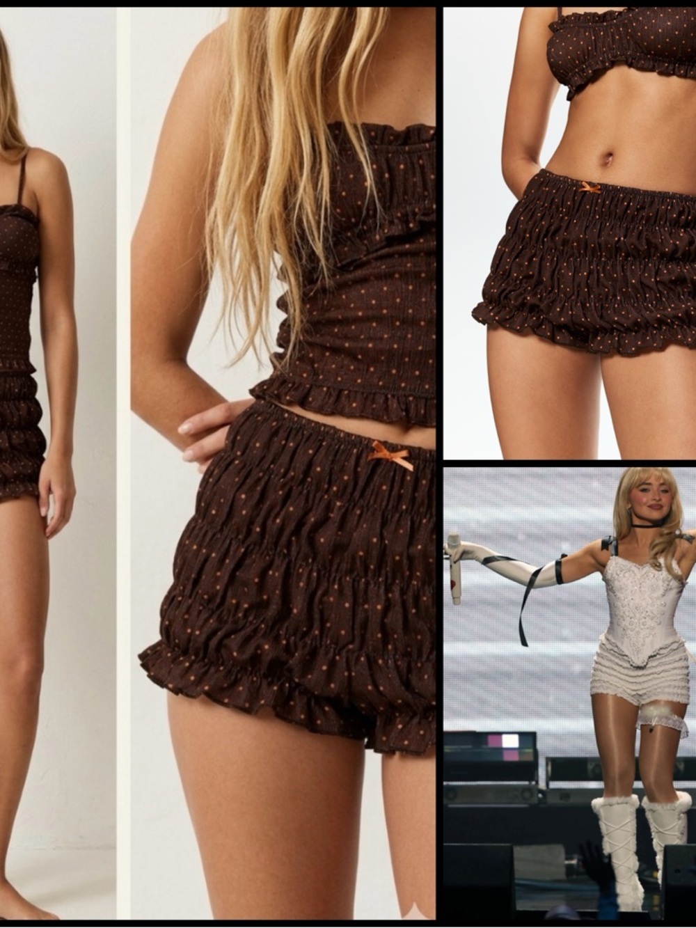 WITH JEAN BEA SCRUNCH MIDRISE FESTIVAL BROWN POLKA DOT COQUETTE RUCHED SHORTS S